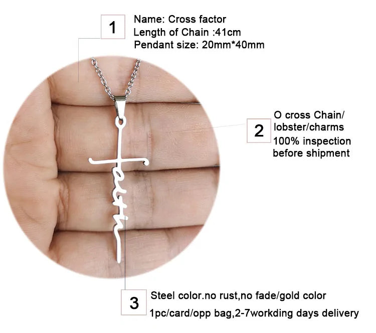 Stainless Steel Faith Cross Necklace