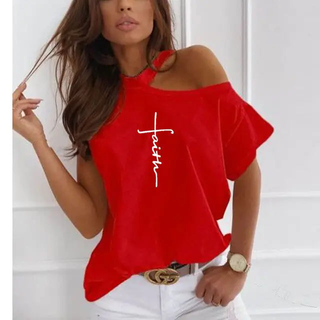 Faith Cross Christian Print Women's Casual TShirt