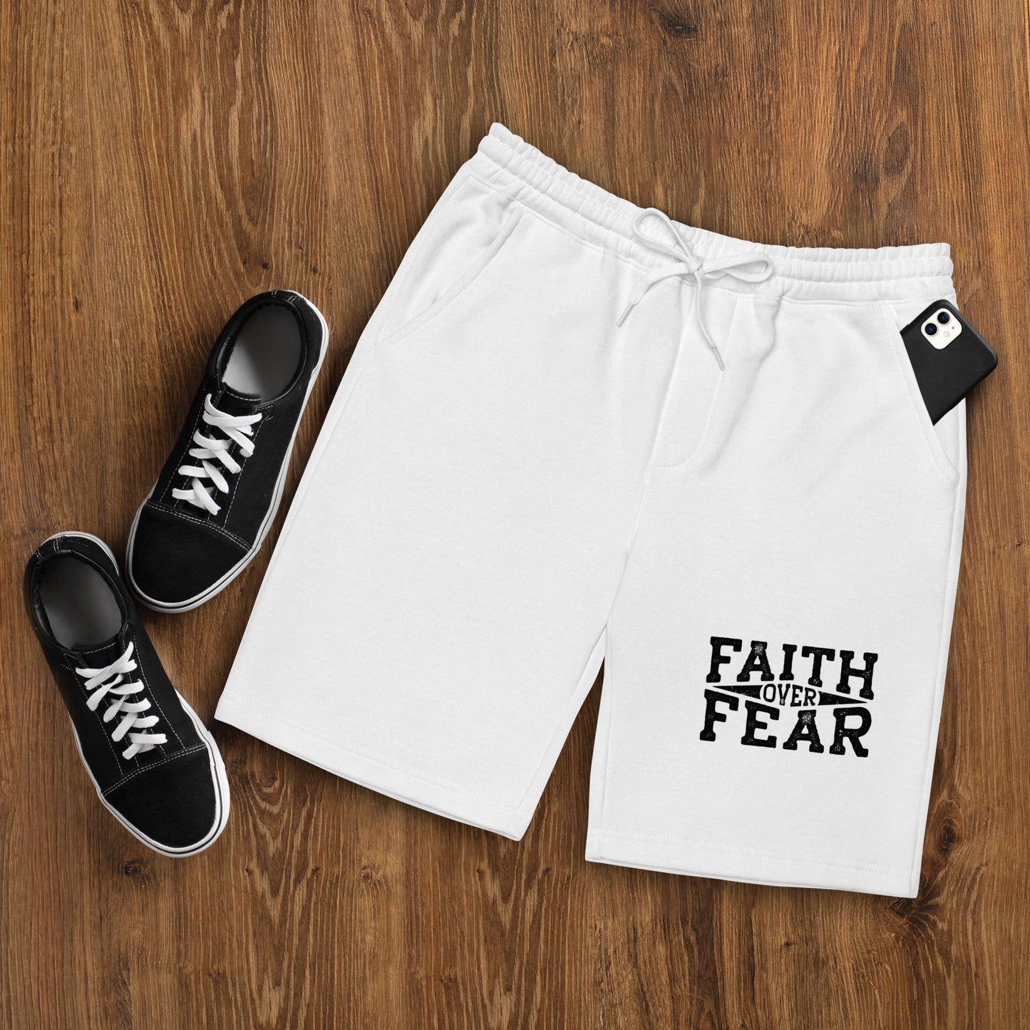 "Faith Over Fear" Men's fleece shorts