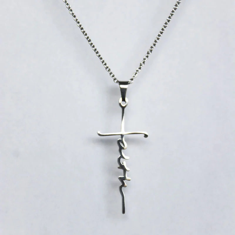 Stainless Steel Faith Cross Necklace