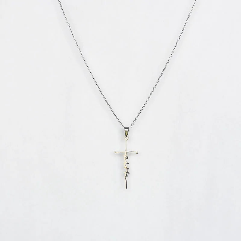 Stainless Steel Faith Cross Necklace