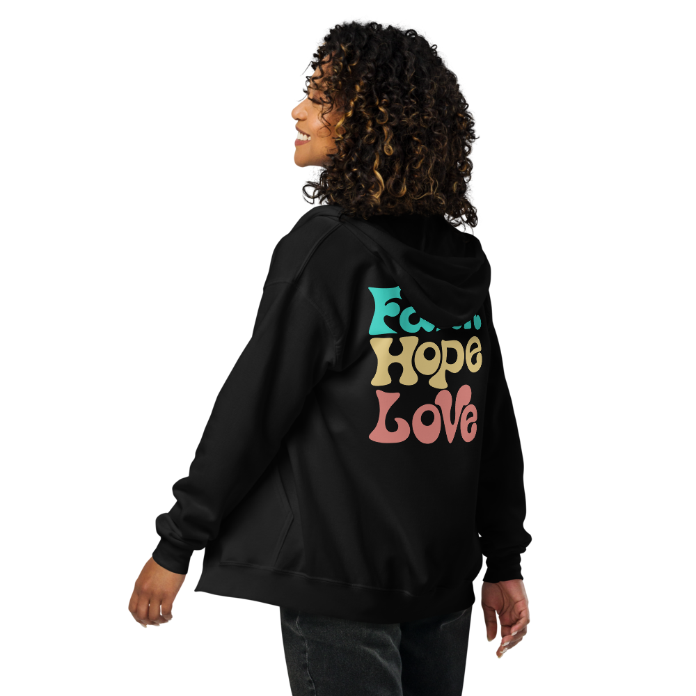 "Faith Hope Love" Unisex zip hoodie