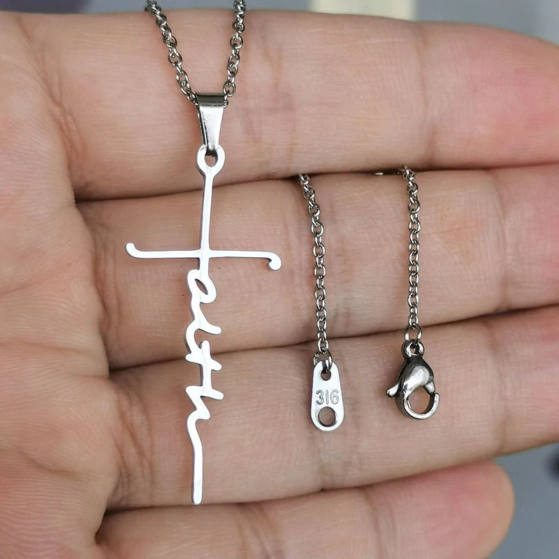 Stainless Steel Faith Cross Necklace